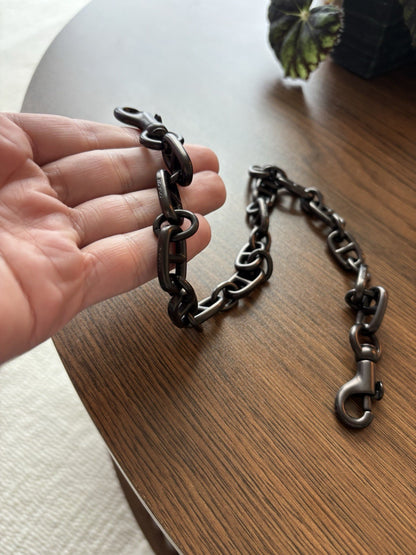 COACH Designer Rare Bag Chain Shoulder Strap Black/Gunmetal Metal Clip(org $175)
