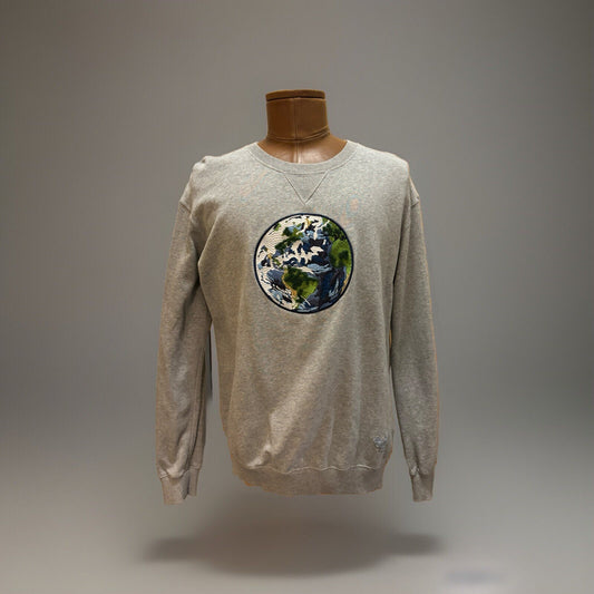 COACH Light Grey Planet Sweatshirt Embroidered Patch Runway Collection ($350)