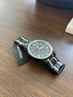 ARMITRON Quartz Men Watch WR50m Day/Date Two Tone Black Silver 41mm NWT(org $75)
