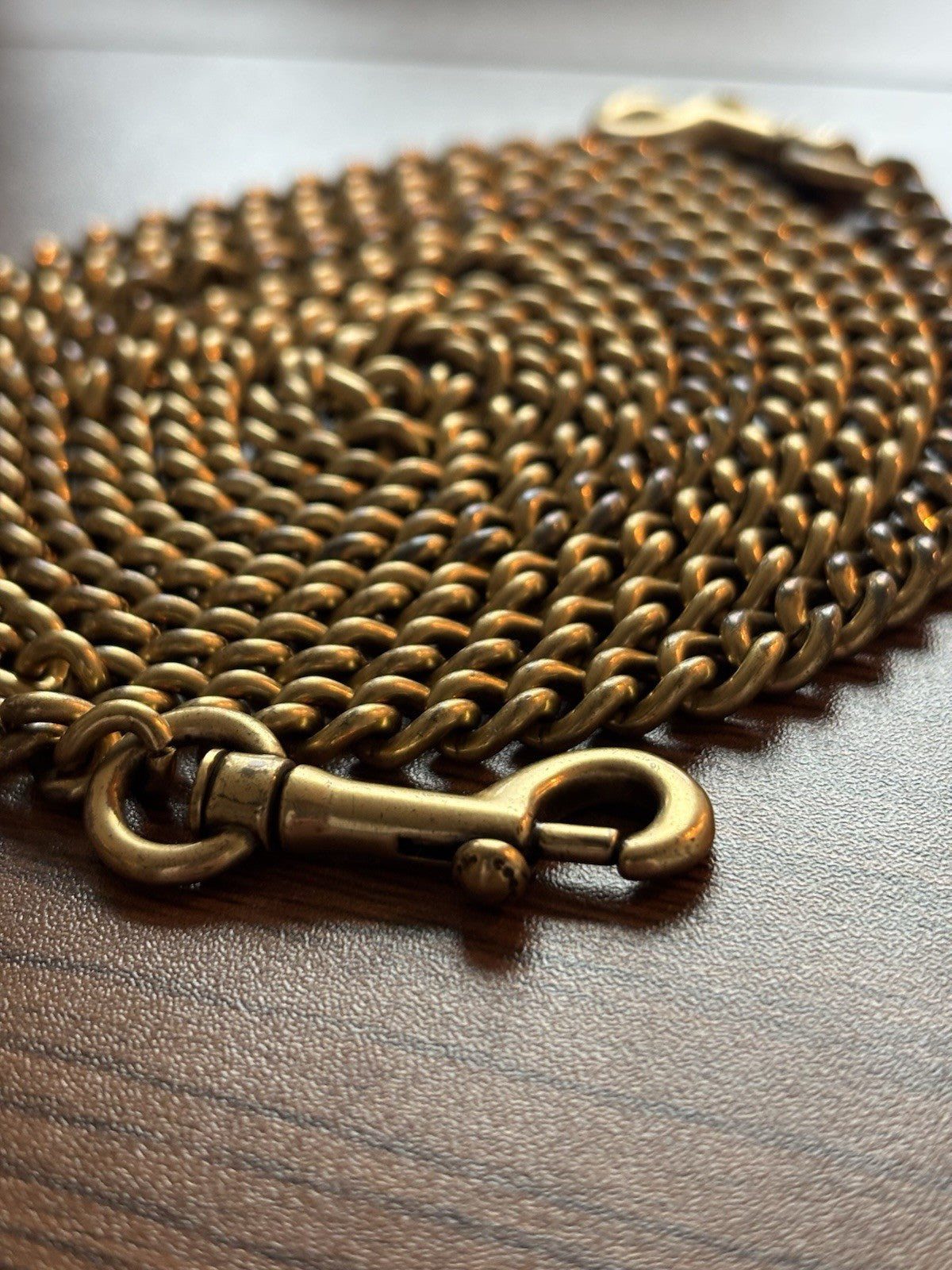 COACH Designer Bag Chain Strap Gold/Antique Brass Metal w/ Leash Clip (org $150)