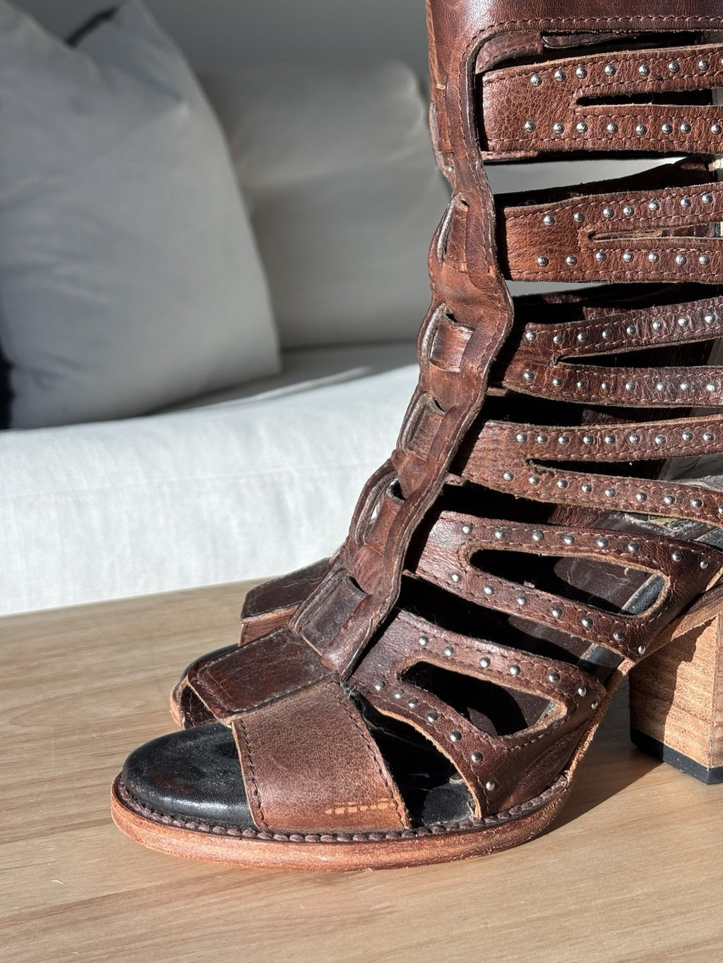 STEVEN BAKER Freebird Heals Boots Zip Belted Shoes Studs Rivets (org $350)