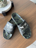 COACH Designer Pool Slide Shoe Camo Dinosaur Rexy Logo Sandals Men 11 (org $225)