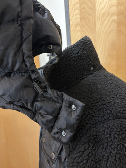 New COACH Runway Sherpa Puffer Coat Jacket Zip Signature Print Blk Size M ($895)