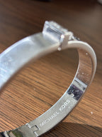 MICHAEL KORS Crystal Buckle Hardware Silver Stainless Steel Bangle Bracelet +Bag