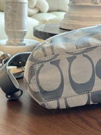 COACH Soho Hobo Shoulder/handbag Gray Metallic Leather/ Jaquard Canvas Signature