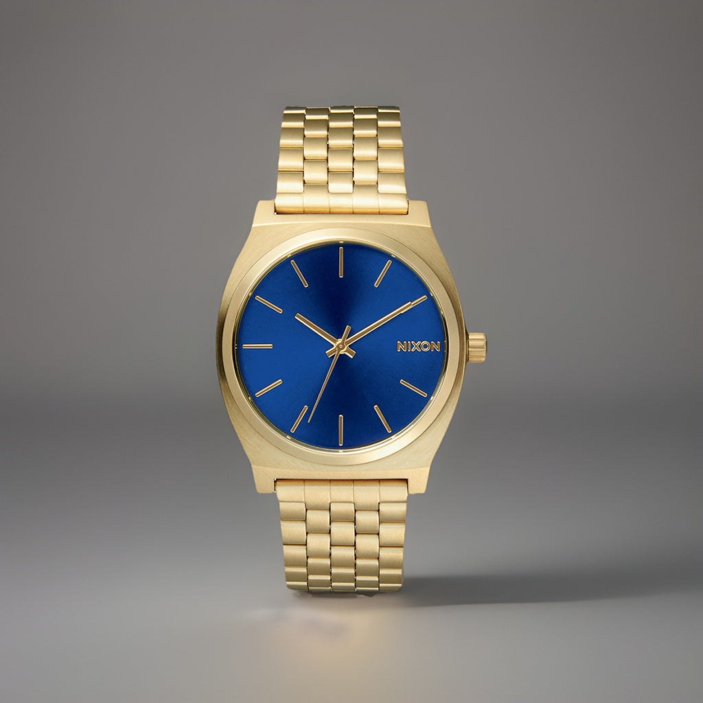 NIXON Time Teller Watch Blue Dial 37mm Gold Stainless Steel Mesh Band A045-1931