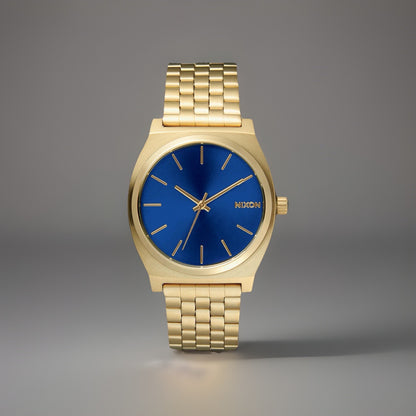 NIXON Time Teller Watch Blue Dial 37mm Gold Stainless Steel Mesh Band A045-1931