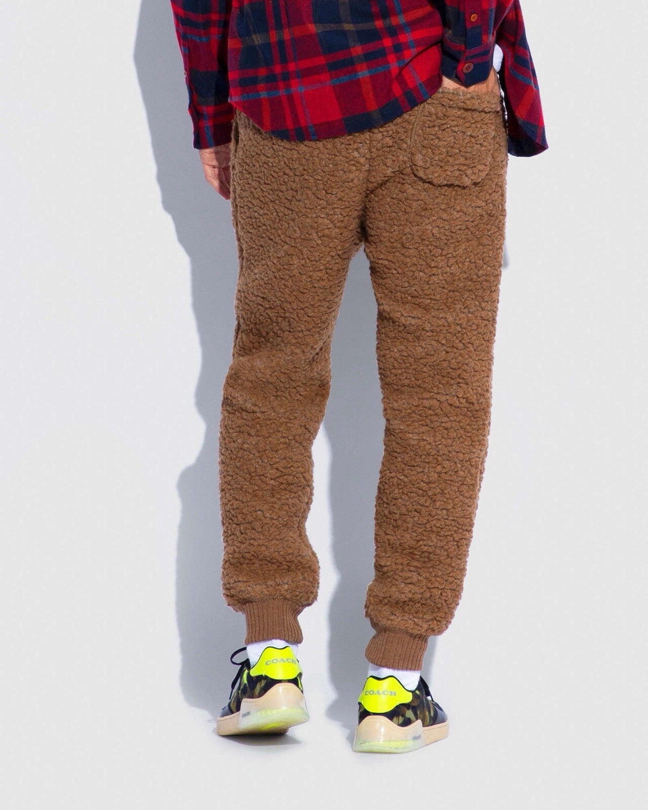 COACH Real Shearling Sherpa Joggers Sweat Pant Rare HoneyBrown Size M (org $450)