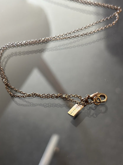 COACH Feather Charm Necklace 22” Rose Gold /Gunmetal Designer Chain (org $150)
