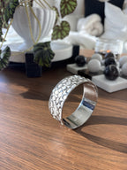 COACH Signature C Wide Bangle Bracelet Silver Plated Monogram Vintage 2000s