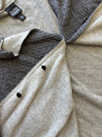 EILEEN FISHER Textured Wool Blend Cardigan Medium Taupe Gray Button-Up Sweater