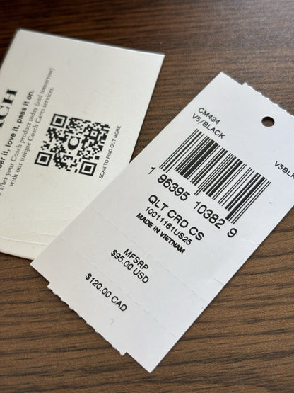 LIMITED EDITION Coach Quilted Pillow Leather Card Case Wallet Black Gunmetal