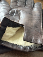 VINTAGE (2) Set Genuine Rabbit Fur Black/Brown Cowhide Leather Gloves Women 6.5