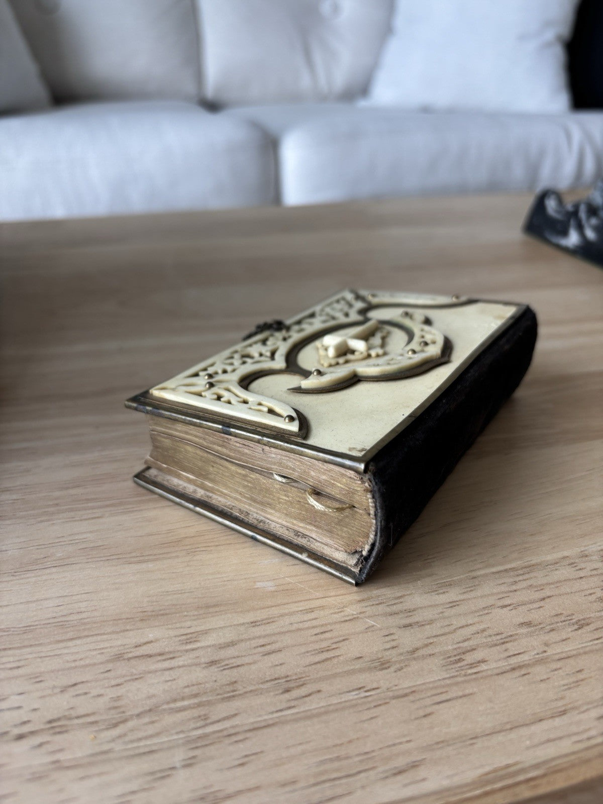 Antique 1875 Czech Bohemian Catholic Prayer Book  Hardcover Leather Brass Clasp