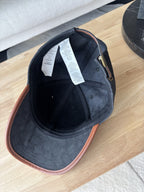 COACH Runway Baseball Cap Hat Signature C Black Jacquard W/ Leather (org $175)