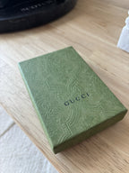 GUCCI Supreme GG Card Holder Beige Ebony Canvas Blue Leather 768248 (org $285)