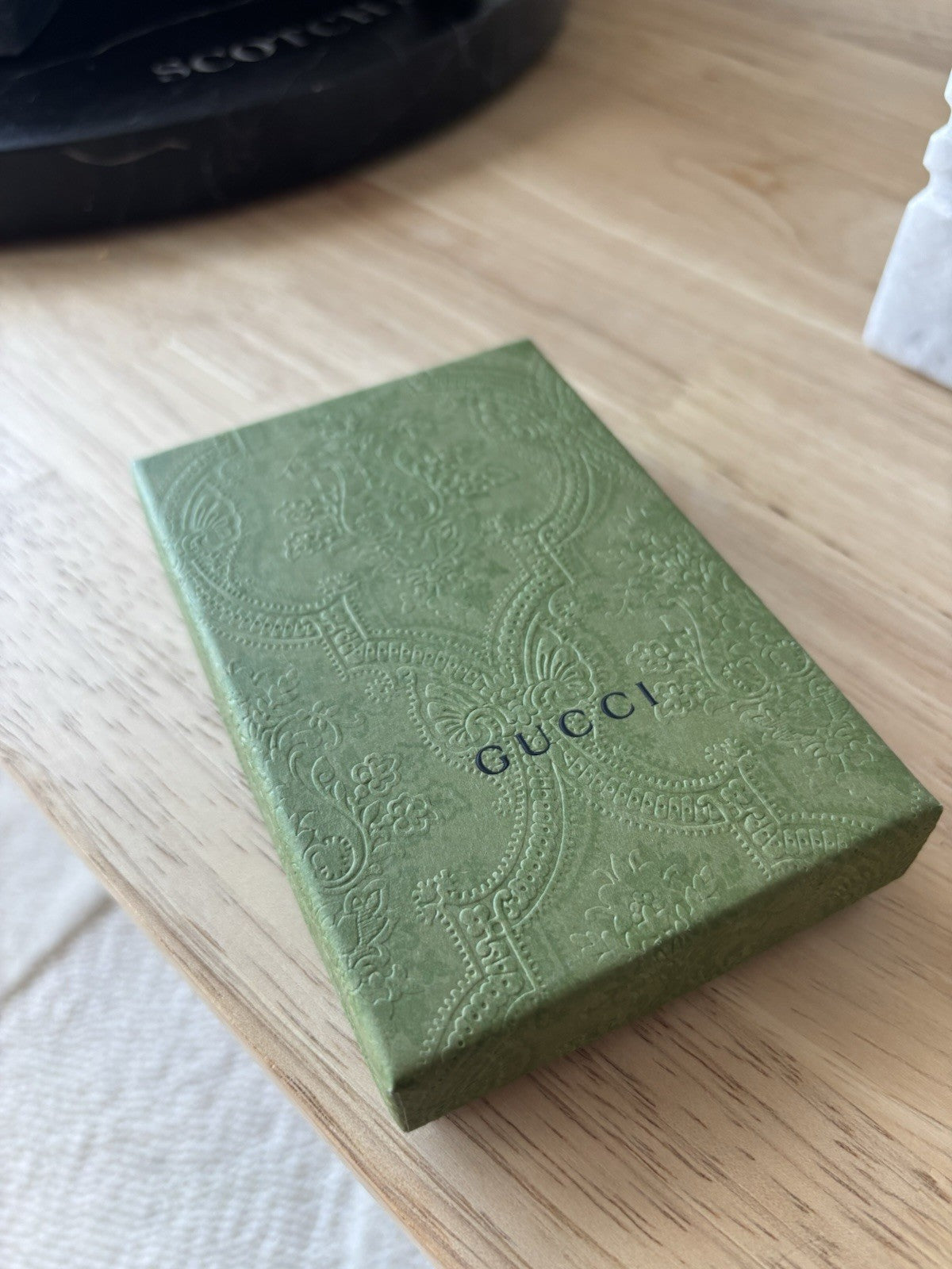 GUCCI Supreme GG Card Holder Beige Ebony Canvas Blue Leather 768248 (org $285)
