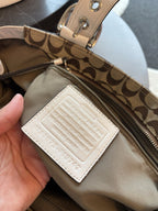 COACH Vintage SoHo Toffee Signature C White/Chalk Real Leather Shoulder/Handbag