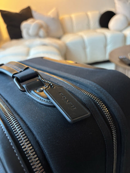 COACH Designer Logo Luggage/ Carry On Roller Wheeled Travel Bag Black (org $795)