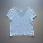 ARMANI Collezioni Italy White Textured V Neck Top Size 14 Stretch Knit Blouse