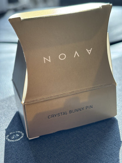 Vintage Crystal AVON Rabbit Brooch Gold Tone Bunny Animal EASTER Pin Vintage