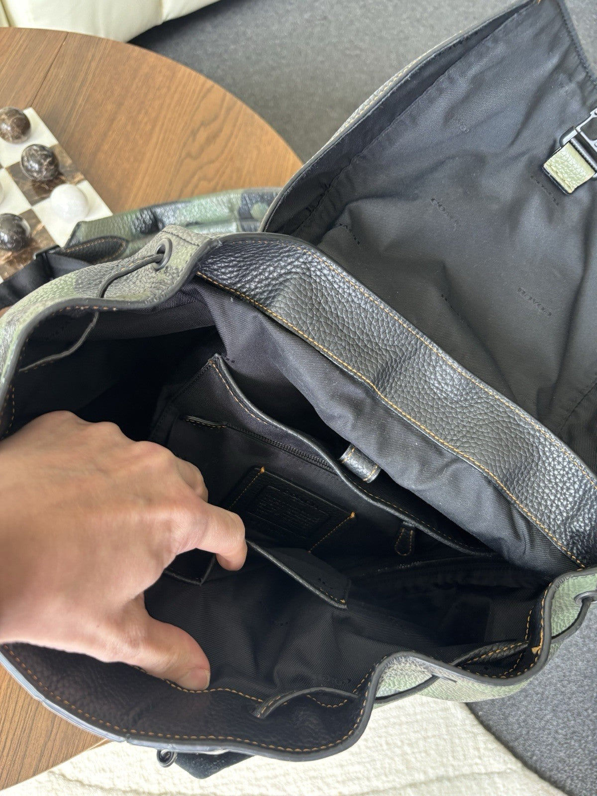 COACH Designer Backpack Rare Camo/black Pebbled Leather Suede Stripe (Org $795)