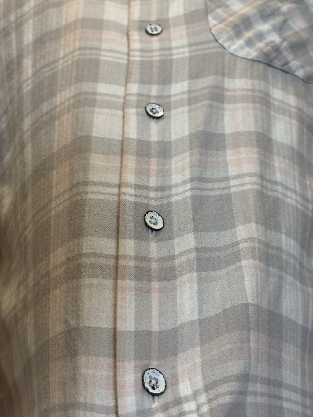 RAG & BONE New York Plaid Button-Down Shirt Pocket Gray Pink/White Cotton Small