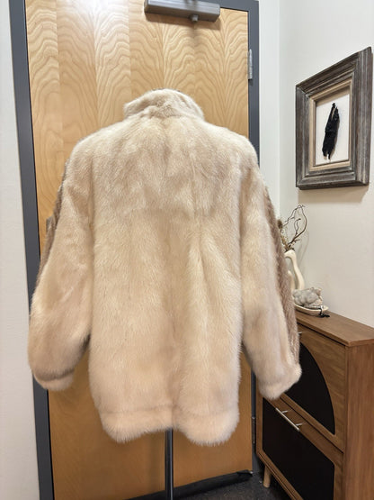 1970 FABIANI ROMA Vintage Mink Real Fur Coat Zip Jacket Cream/White (org $3500)