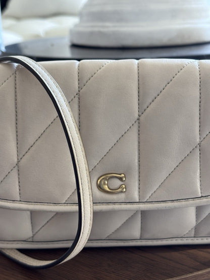Designer COACH Quilted Pillow Hayden Chalk Lamb Leather Crossbody (org $325)
