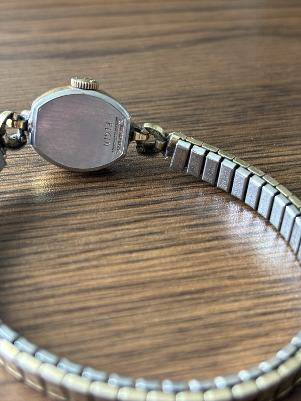 1943 ELGIN Vintage Watch Art Deco Women Manual Mechanical Sculpted Gold Bracelet