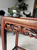 ANTIQUE Chinese Rosewood Pedestal Stand Carved Hardwood Plant Tea Side Table