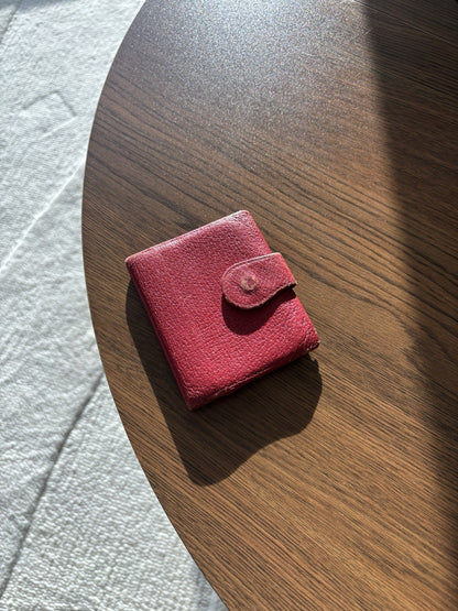 GUCCI Authentic Vintage Red  Leather Bifold Wallet With Button Made In Italy