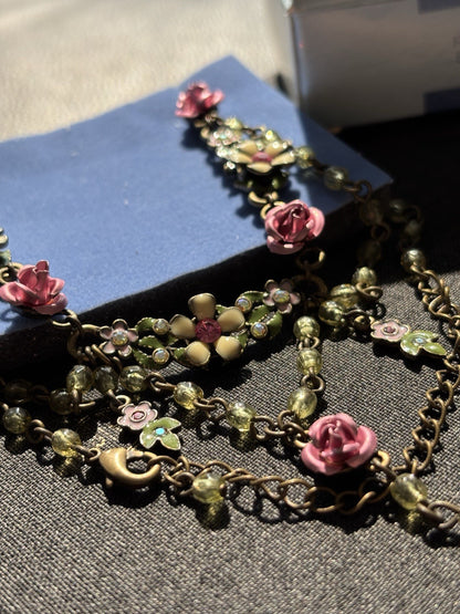 NWT Vintage AVON Fashion Flower Swag Necklace Rose Multi Chain 18in Original Box