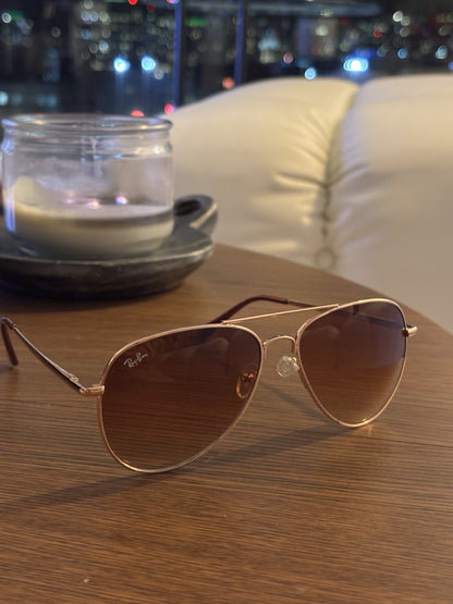 RAY-BAN Sunglasses Rose Gold Frame Pink Mirror Lens RB3025 Made Italy (org $220)