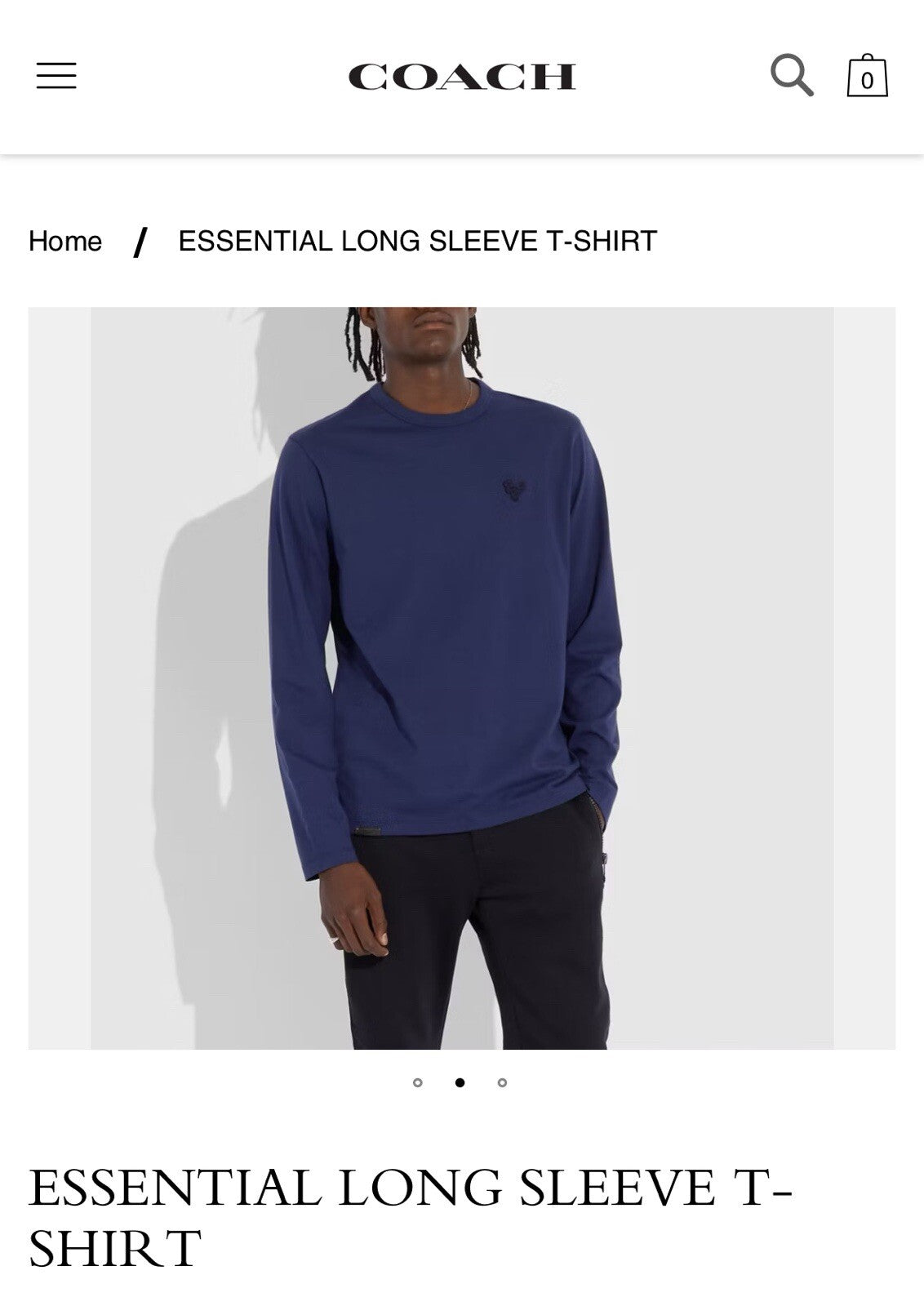 Designer COACH 100% Cotton Long Sleeve T-Shirt Navy Blue Rexy Patch Sz S ($125)