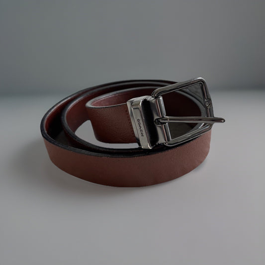 Designer COACH Belt Gun Metal Buckle Mahogany Brown Leather Cut Fit (org $175) ￼