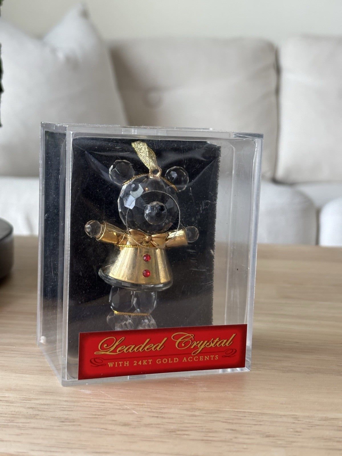 2003Vintage Rite Aid Leaded Crystal Bear Ornament 24K Gold Trim 3” New In Box
