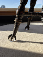 ANTIQUE 1879 Victorian Piano Stool Solid Dark Wood Swivel Glass Ball Claw Foot