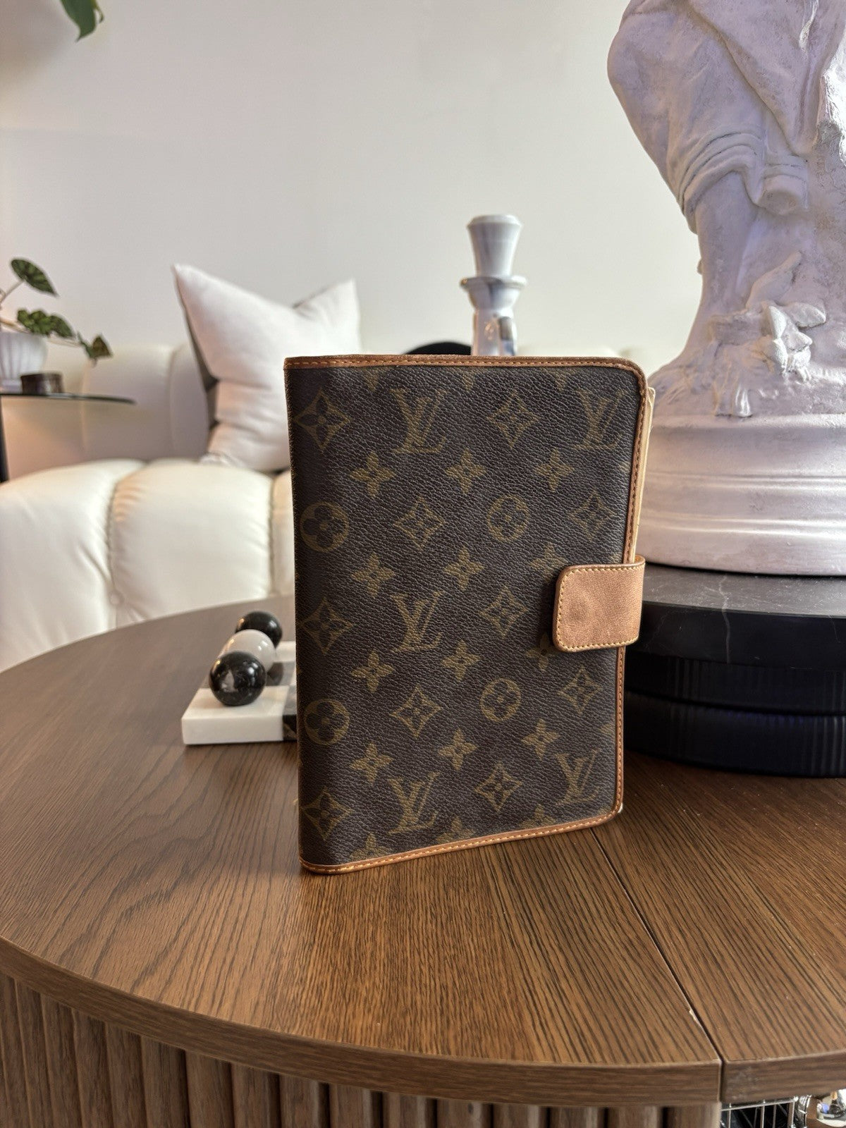 LOUIS VUITTON Vintage Monogram Agenda Day Planner Cover Brown & Tan (org $850)