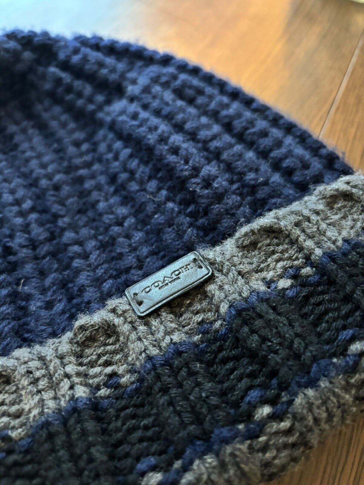 NEW Coach Brand Wool Cashmere Beanie Hat Cap Black, Gray, Navy designer ($150)