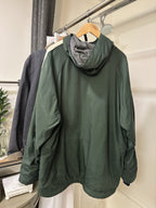 VINTAGE 1990 Abercrombie & Fitch Windbreaker Jacket Green Varsity Stripe Hood XL