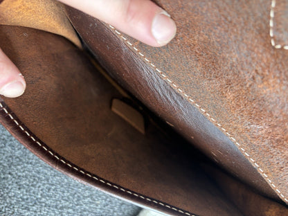 VINTAGE Classic Real Cow Hide Leather Backpack Daypack Brass Hardware Buckles