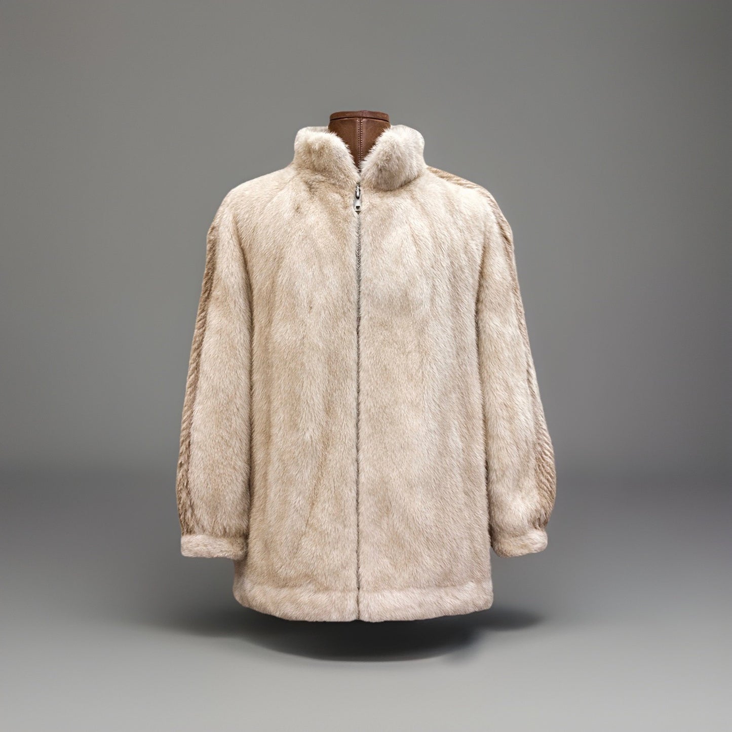 1970 FABIANI ROMA Vintage Mink Real Fur Coat Zip Jacket Cream/White (org $3500)