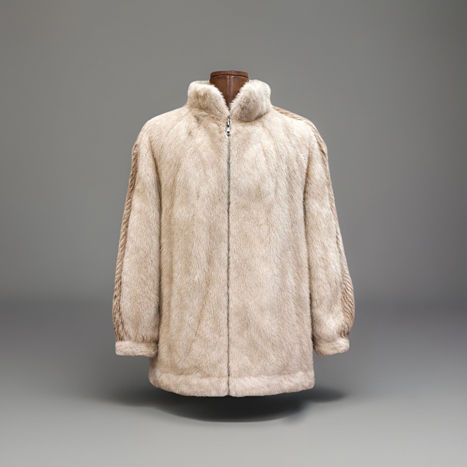 1970 FABIANI ROMA Vintage Mink Real Fur Coat Zip Jacket Cream/White (org $3500)