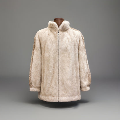1970 FABIANI ROMA Vintage Mink Real Fur Coat Zip Jacket Cream/White (org $3500)
