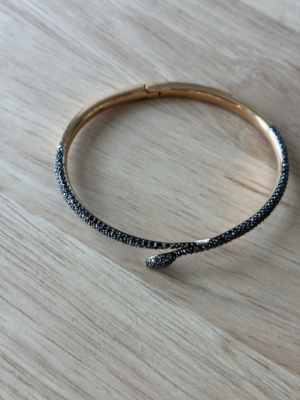 SWAROVSKI Snake Bangle “Leslie” Bracelet Rose Gold Black Pavé Crystal Serpent