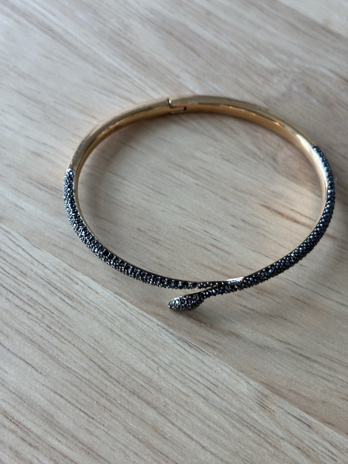SWAROVSKI Snake Bangle “Leslie” Bracelet Rose Gold Black Pavé Crystal Serpent