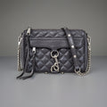 REBECCA MINKOFF Mini MAC Gray Quilted Leather Zip Crossbody Bag Chain (org $430)