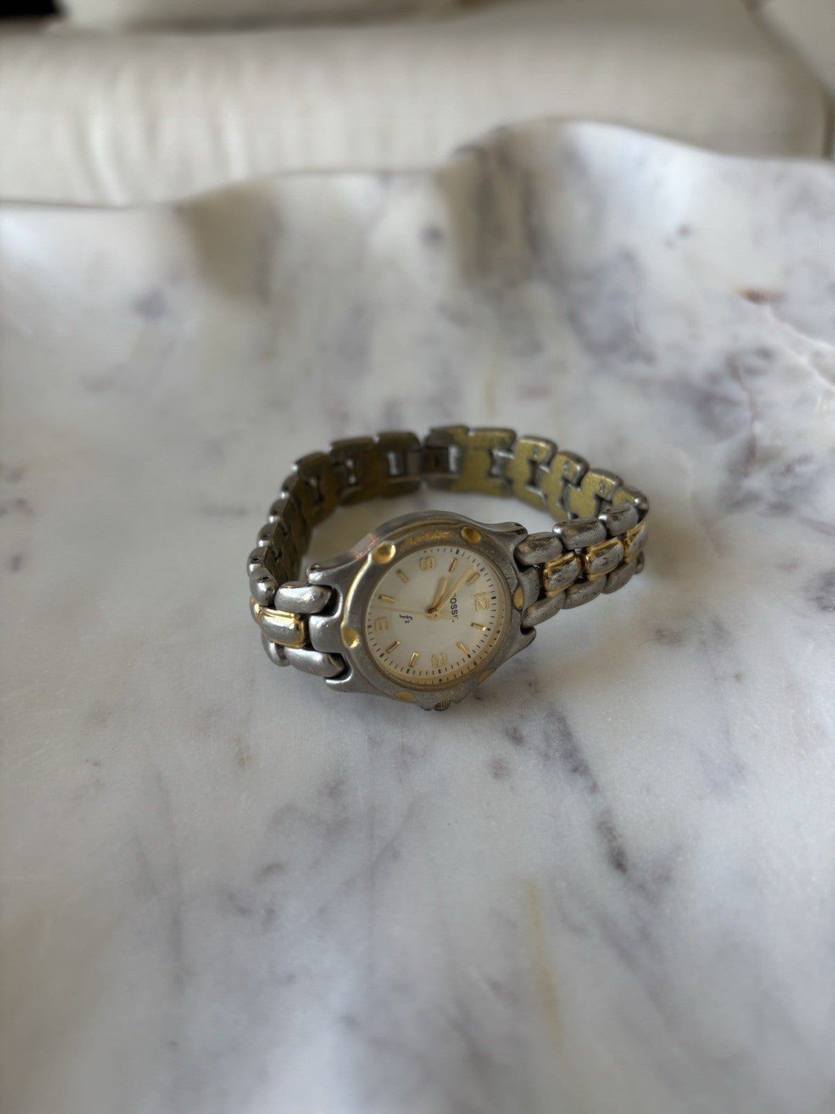 FOSSIL Vintage Y2K Two-Tone Quartz Movement Wrist Watch Gold/Silver (F2 ES-9814)