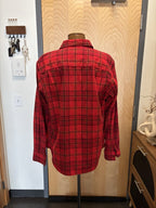 COACH Designer Long Sleeve Button Up Shirt Flannel Red Plaid Size L (org $350)